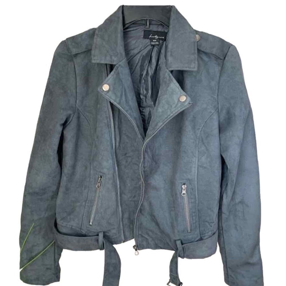 Forever 21, moto jacket, faux sued, grey, size medium